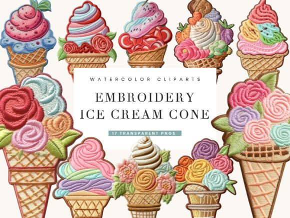 Review: Embroidery Ice Cream Cone Clipart for Craft Fairs