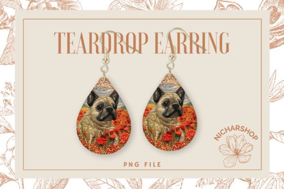 Reviewing Dog Flower Embroidery Teardrop Earring2