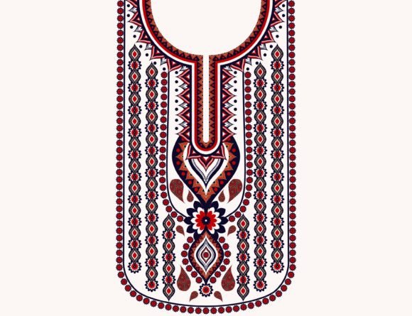 Reviewing Neckline Embroidery Paisley Pattern