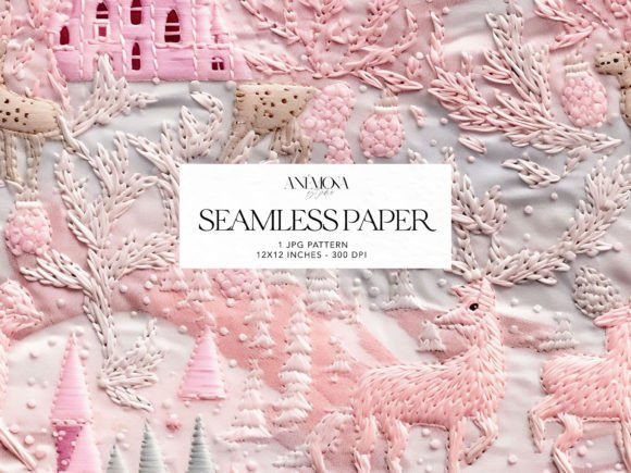 Reviewing Pink Christmas Embroidery Pattern Paper
